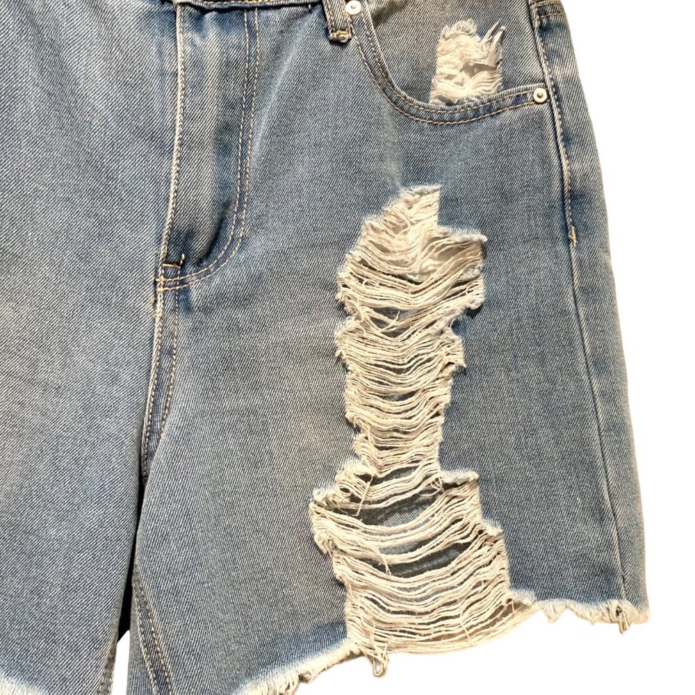 Indigo Rain Jean Shorts High Rise Cutoffs Distressed Juniors 7/27 - Picture 2 of 10